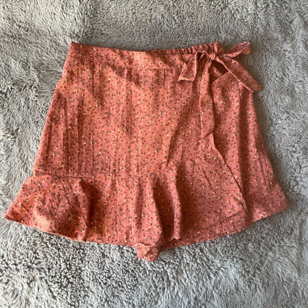 Dry Goods Pink Floral Tie Detail Skort Size Large